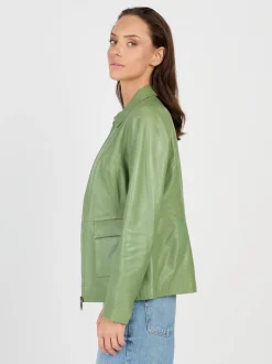 JCC Damen Lederjacke in grün