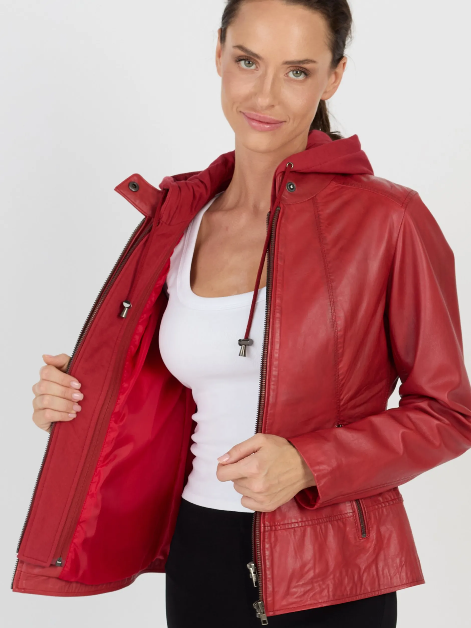 JCC Damen Lederjacke in rot