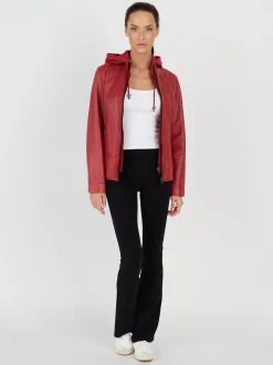 JCC Damen Lederjacke in rot