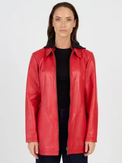 JCC Damen Lederjacke in rot