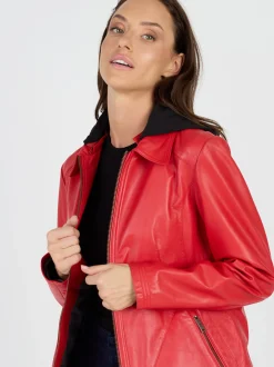 JCC Damen Lederjacke in rot