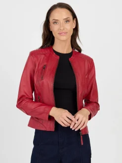 JCC Damen Lederjacke in rot