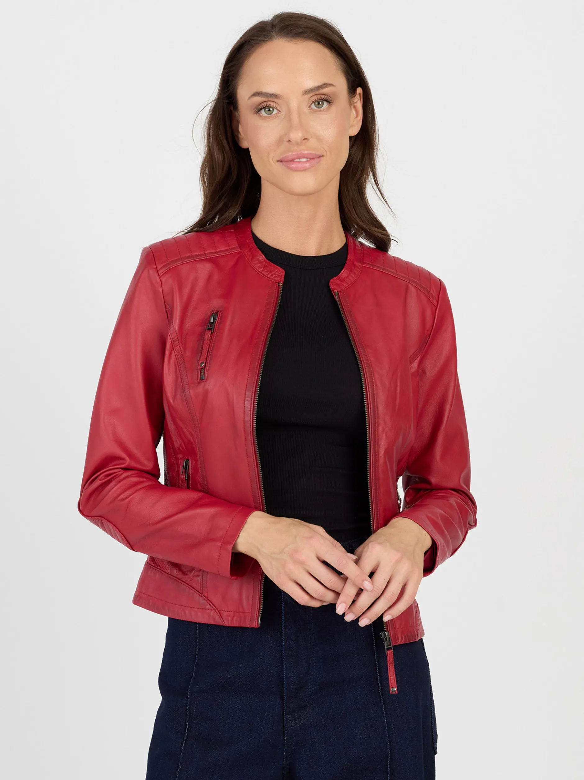 JCC Damen Lederjacke in rot