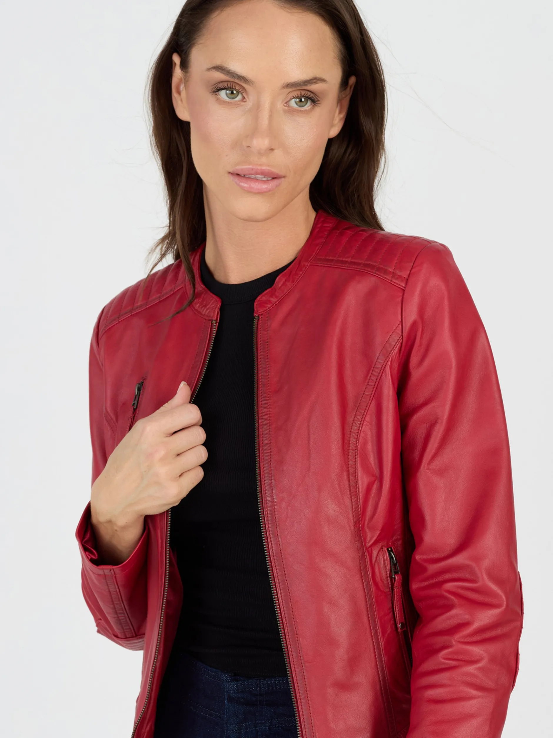 JCC Damen Lederjacke in rot