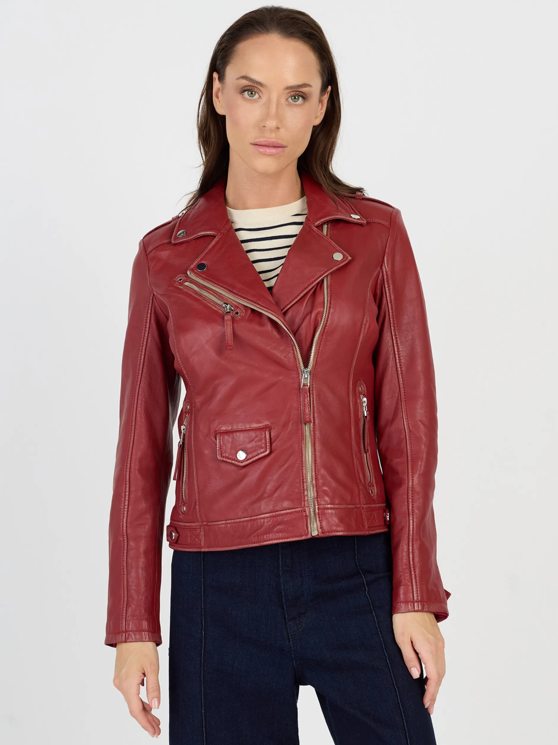 JCC Damen Lederjacke in rot