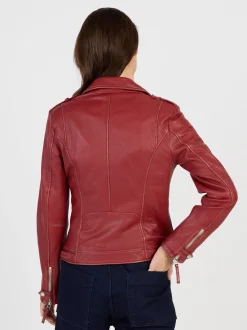 JCC Damen Lederjacke in rot
