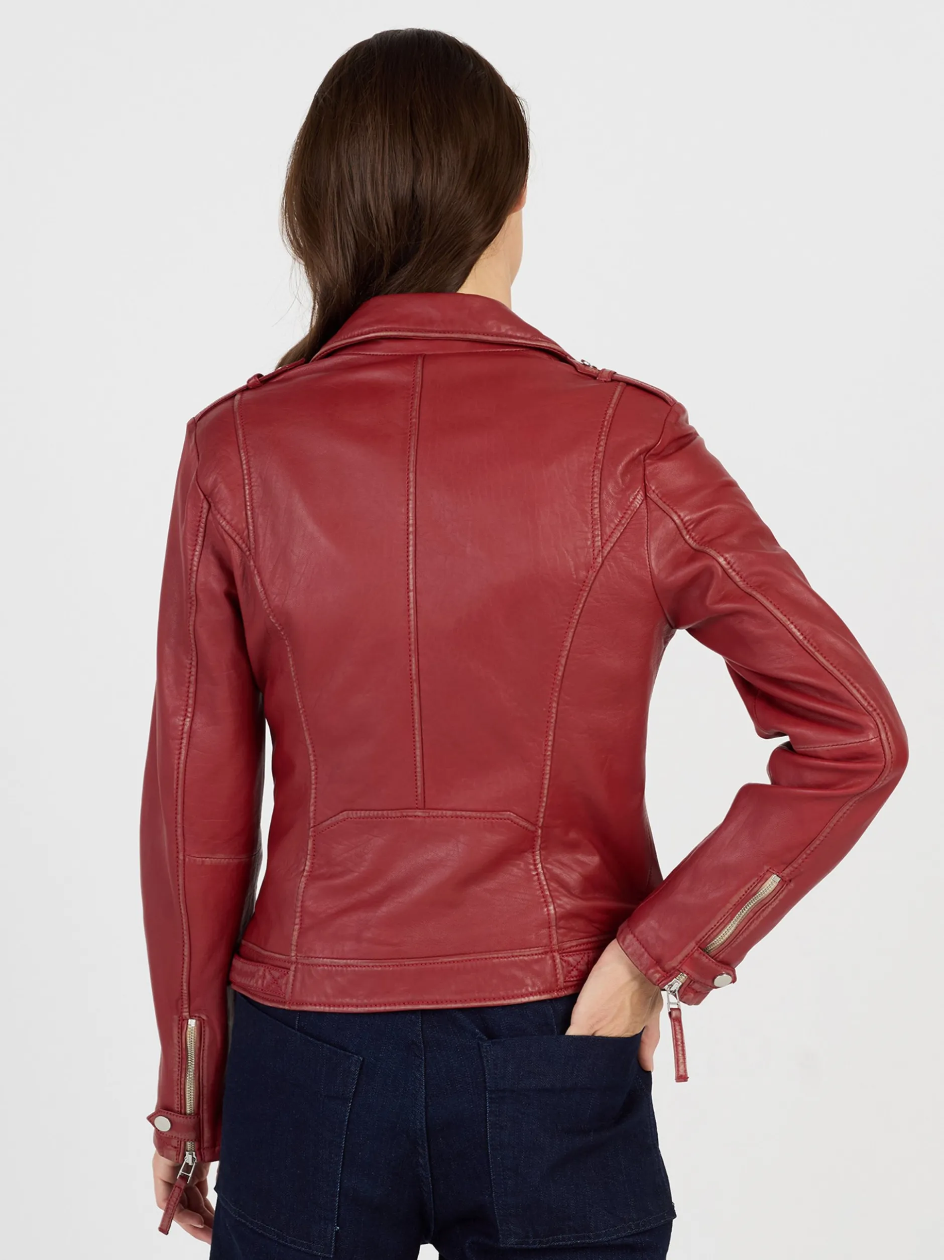 JCC Damen Lederjacke in rot