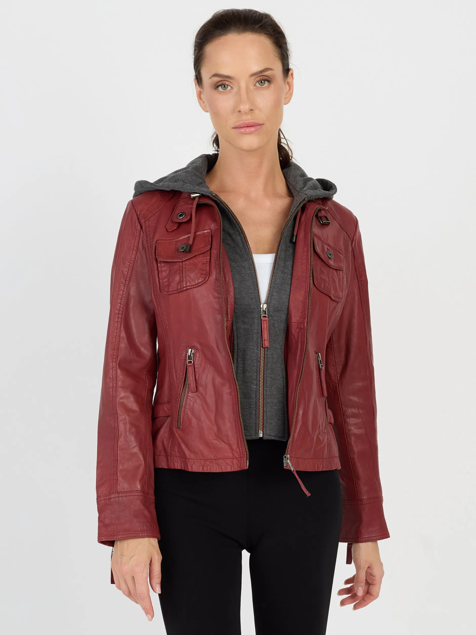 JCC Damen Lederjacke in rot