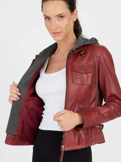 JCC Damen Lederjacke in rot