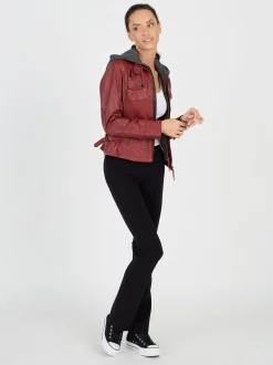 JCC Damen Lederjacke in rot
