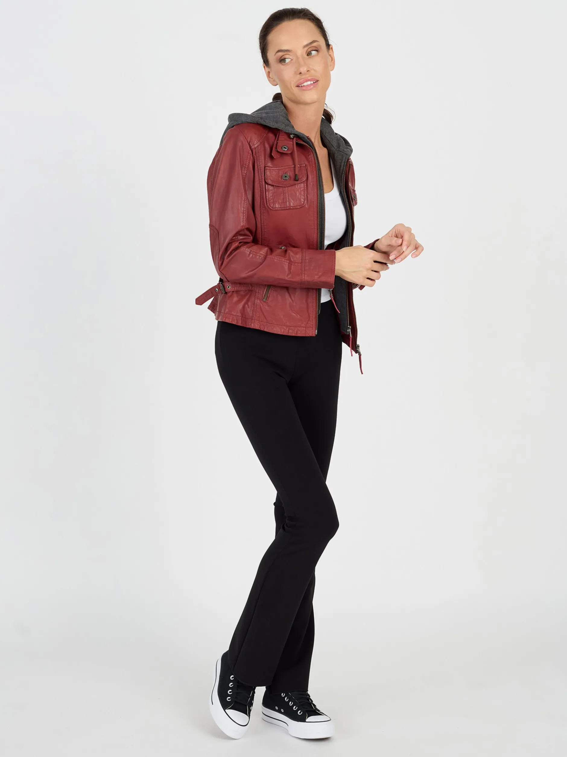 JCC Damen Lederjacke in rot