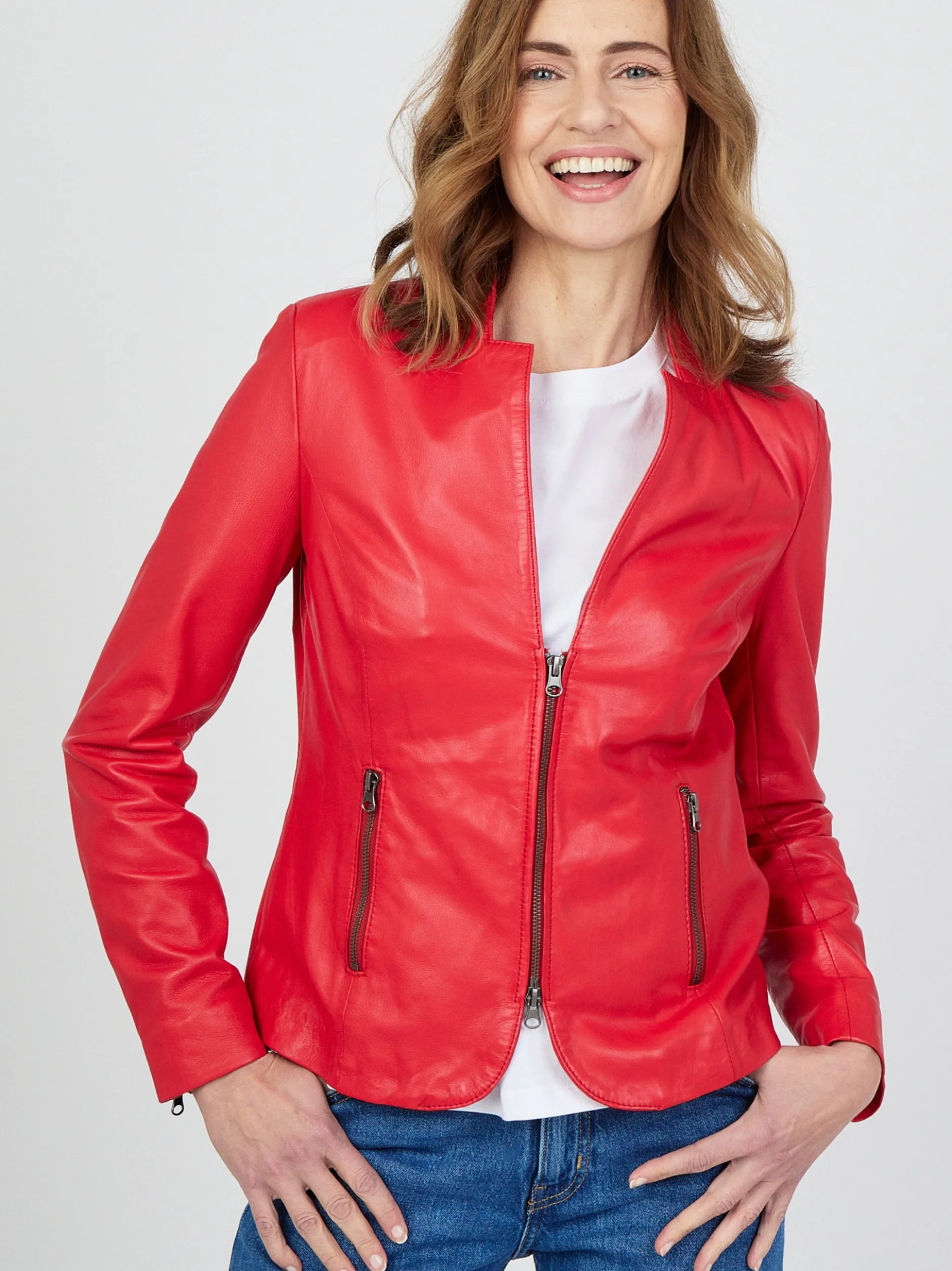 JCC Damen Lederjacke in rot