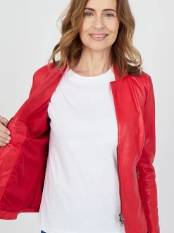 JCC Damen Lederjacke in rot