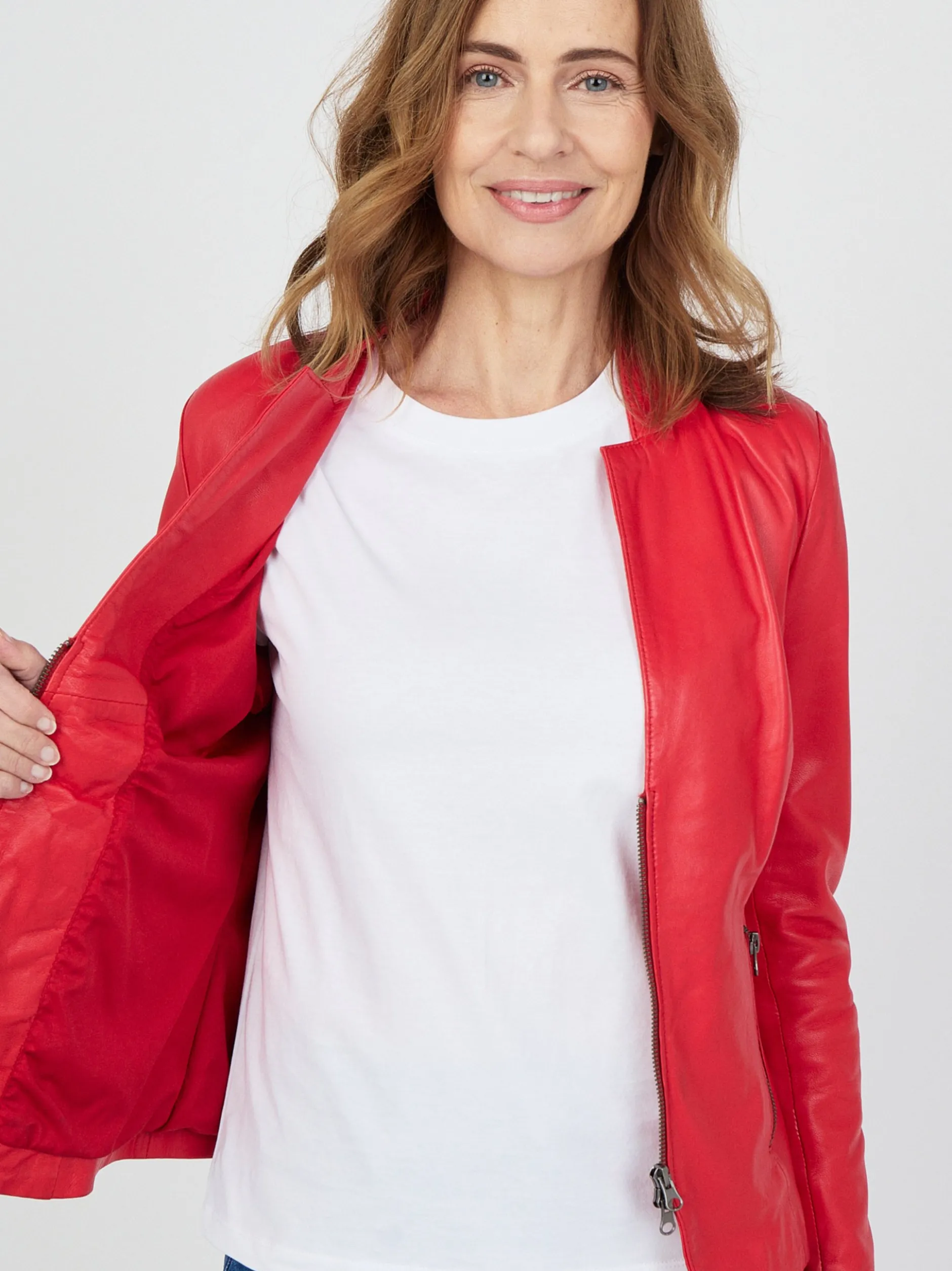 JCC Damen Lederjacke in rot