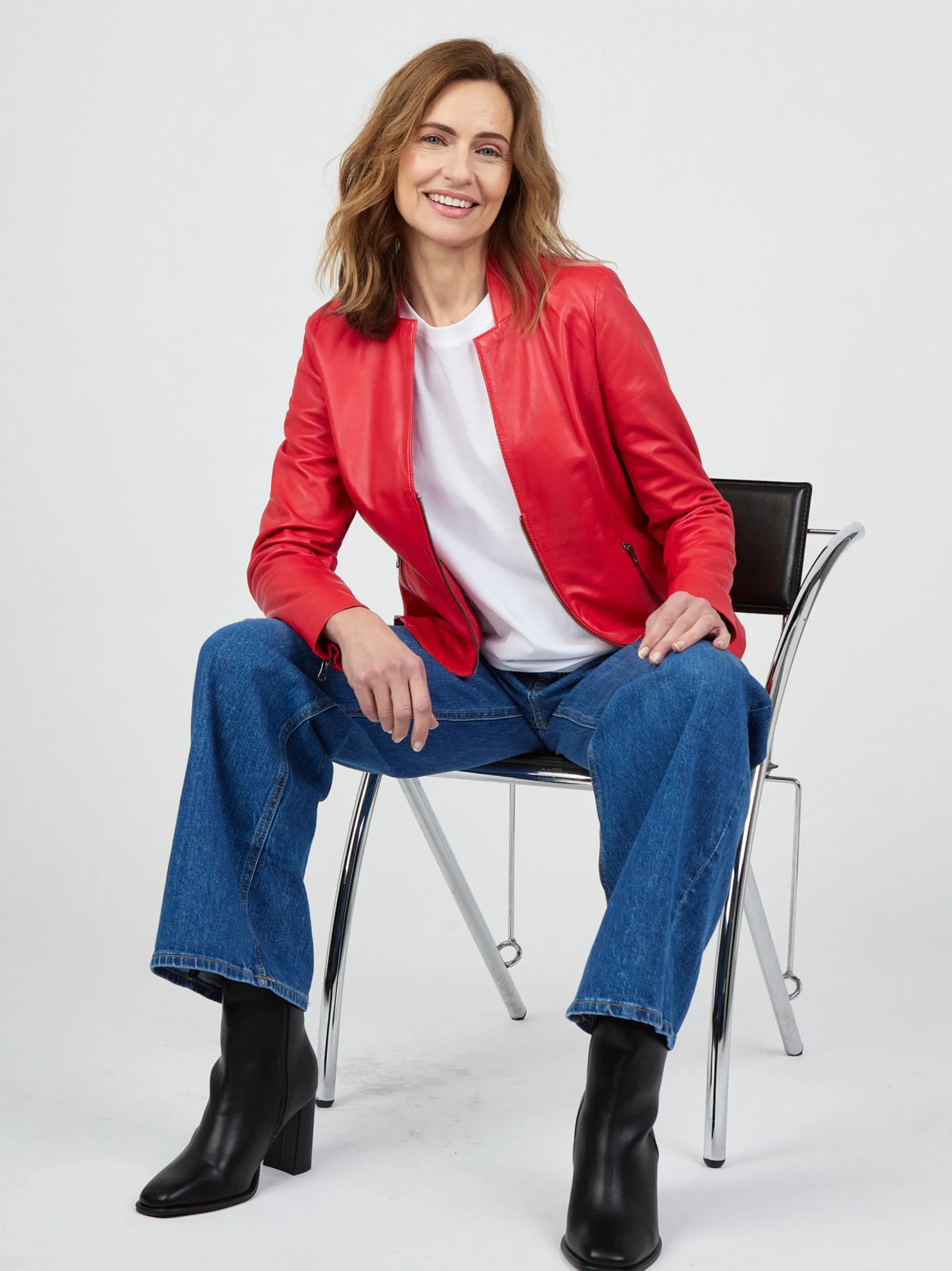 JCC Damen Lederjacke in rot