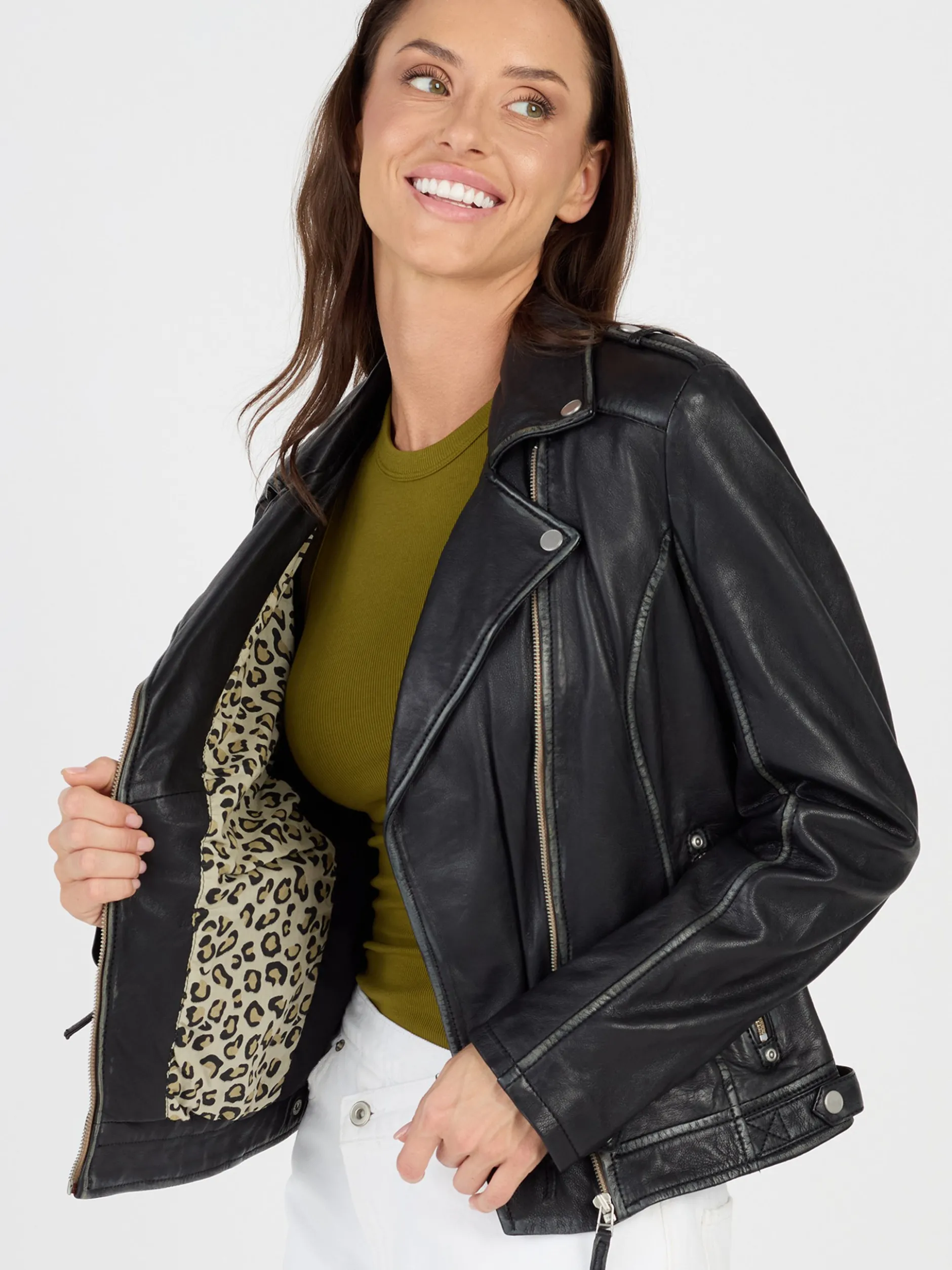 JCC Damen Lederjacke in schwarz