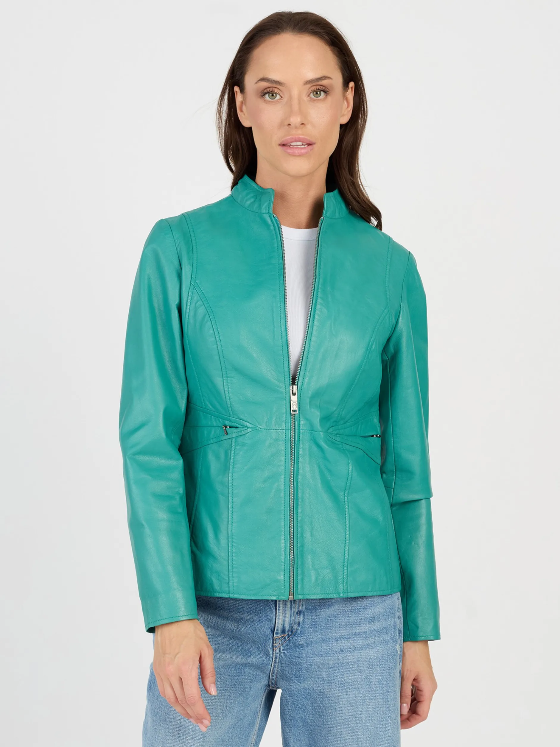 JCC Damen Lederjacke in türkis