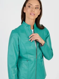 JCC Damen Lederjacke in türkis