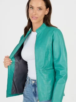 JCC Damen Lederjacke in türkis