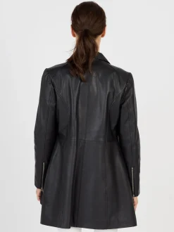 JCC Damen Ledermantel in schwarz