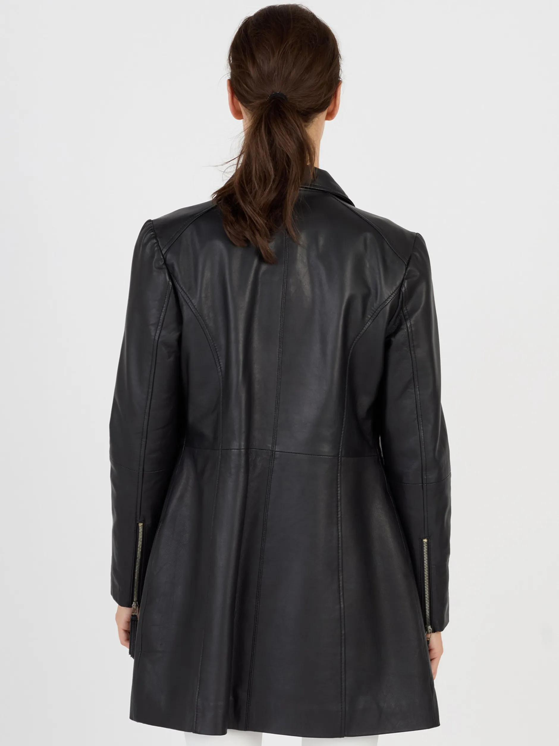 JCC Damen Ledermantel in schwarz