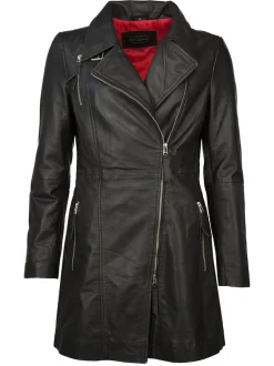 JCC Damen Ledermantel in schwarz