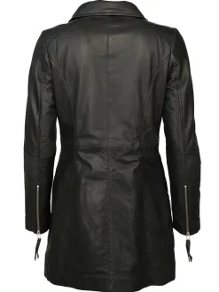 JCC Damen Ledermantel in schwarz