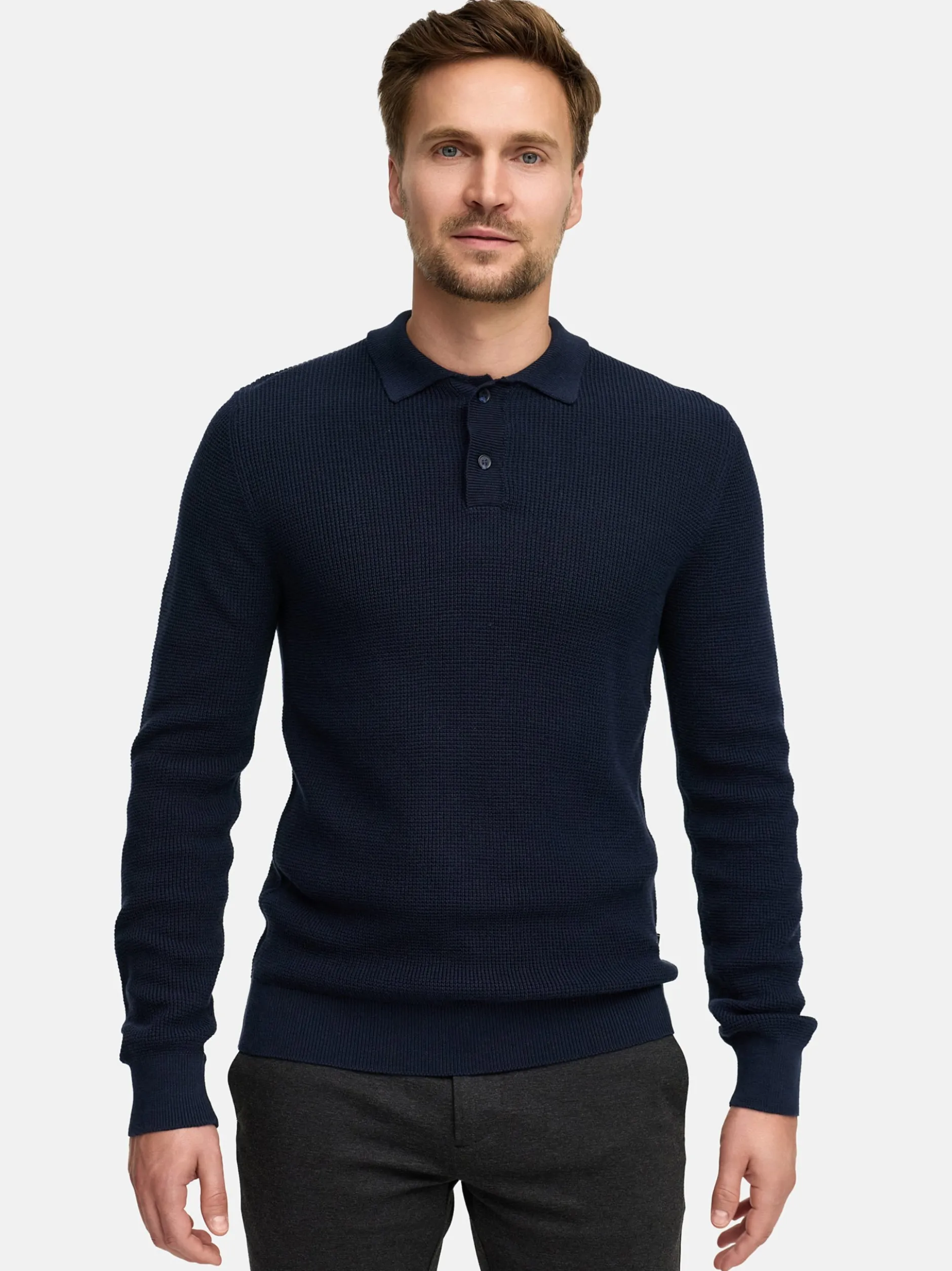 Jeff Herren Strick-Polo - JFTristan in marine blau