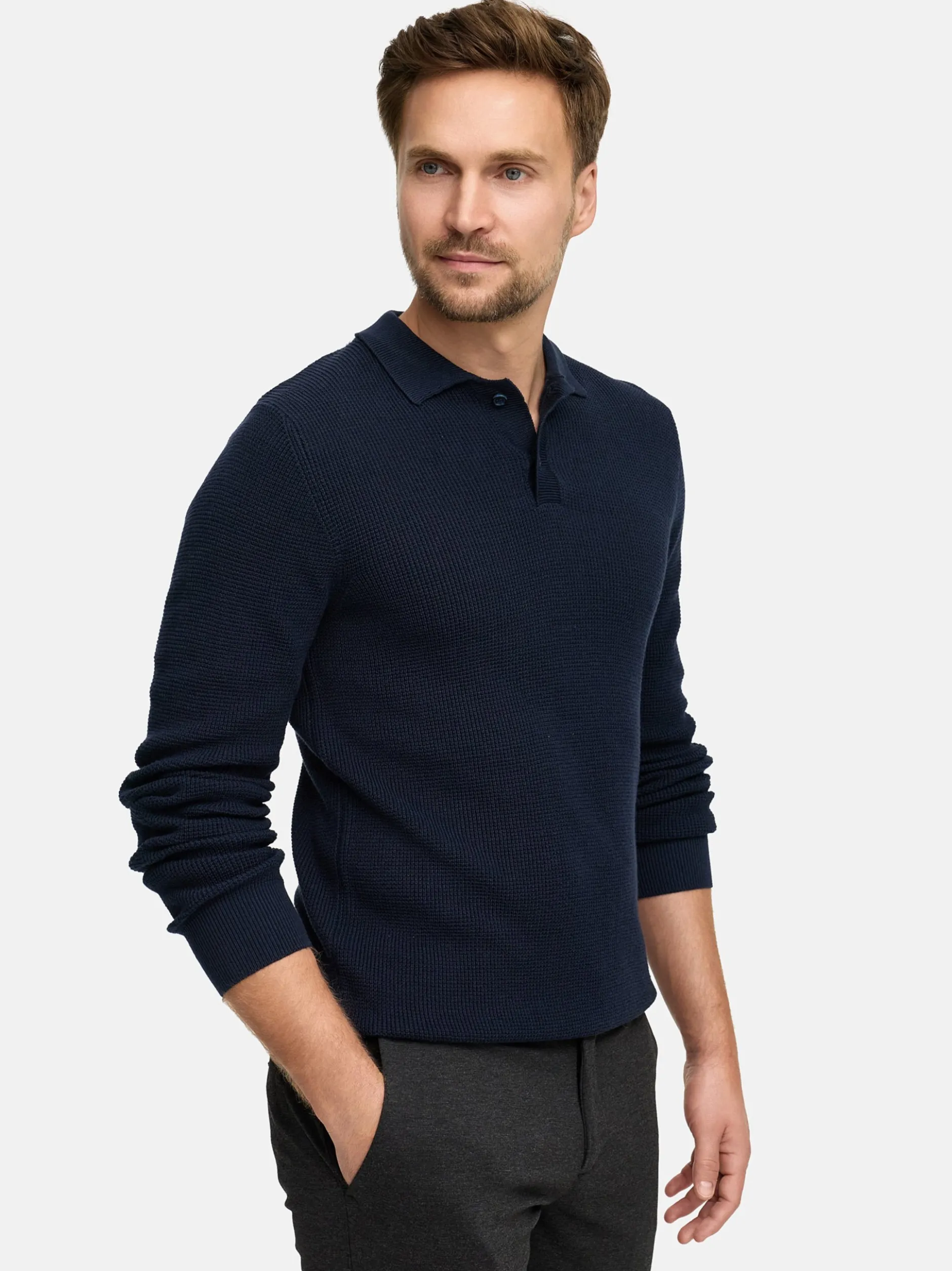 Jeff Herren Strick-Polo - JFTristan in marine blau