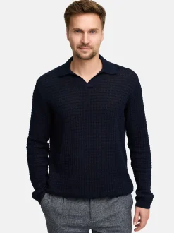 Jeff Herren Strickpullover - JFLane polo knit in blau