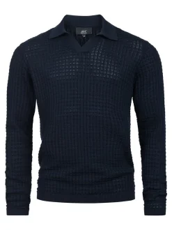 Jeff Herren Strickpullover - JFLane polo knit in blau
