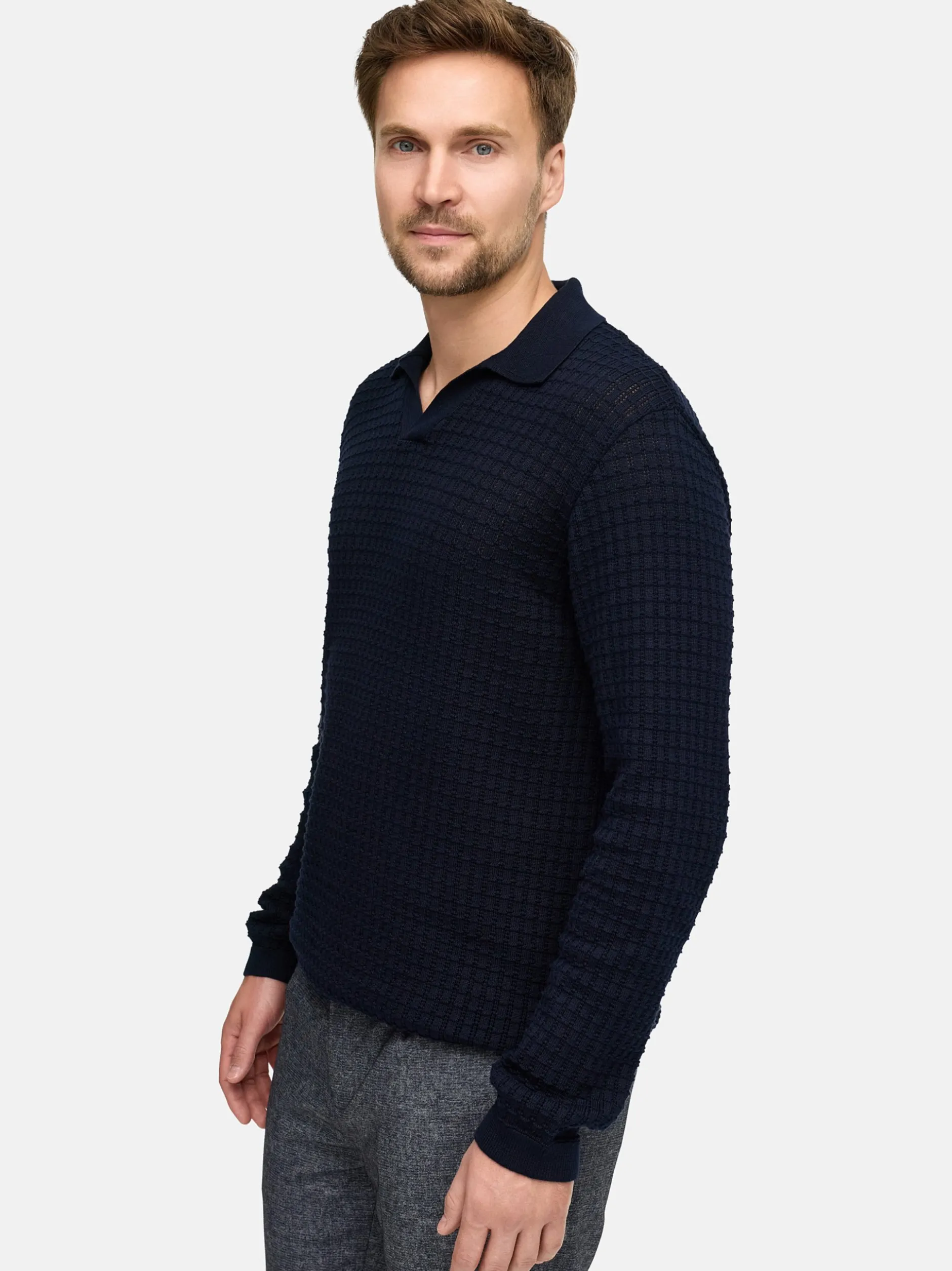 Jeff Herren Strickpullover - JFLane polo knit in blau