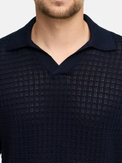 Jeff Herren Strickpullover - JFLane polo knit in blau