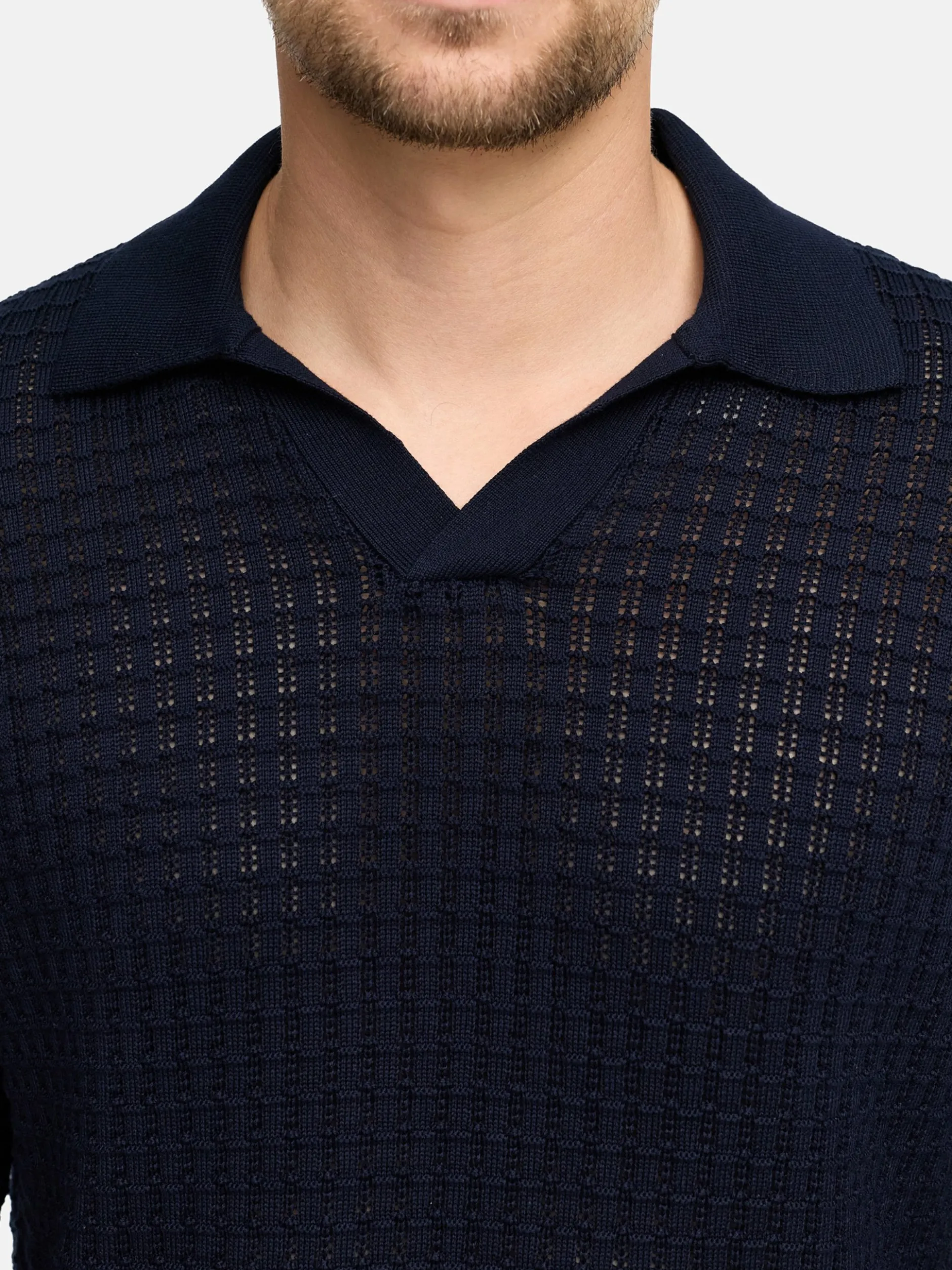 Jeff Herren Strickpullover - JFLane polo knit in blau