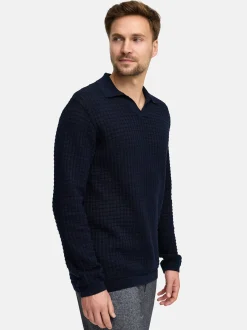 Jeff Herren Strickpullover - JFLane polo knit in blau