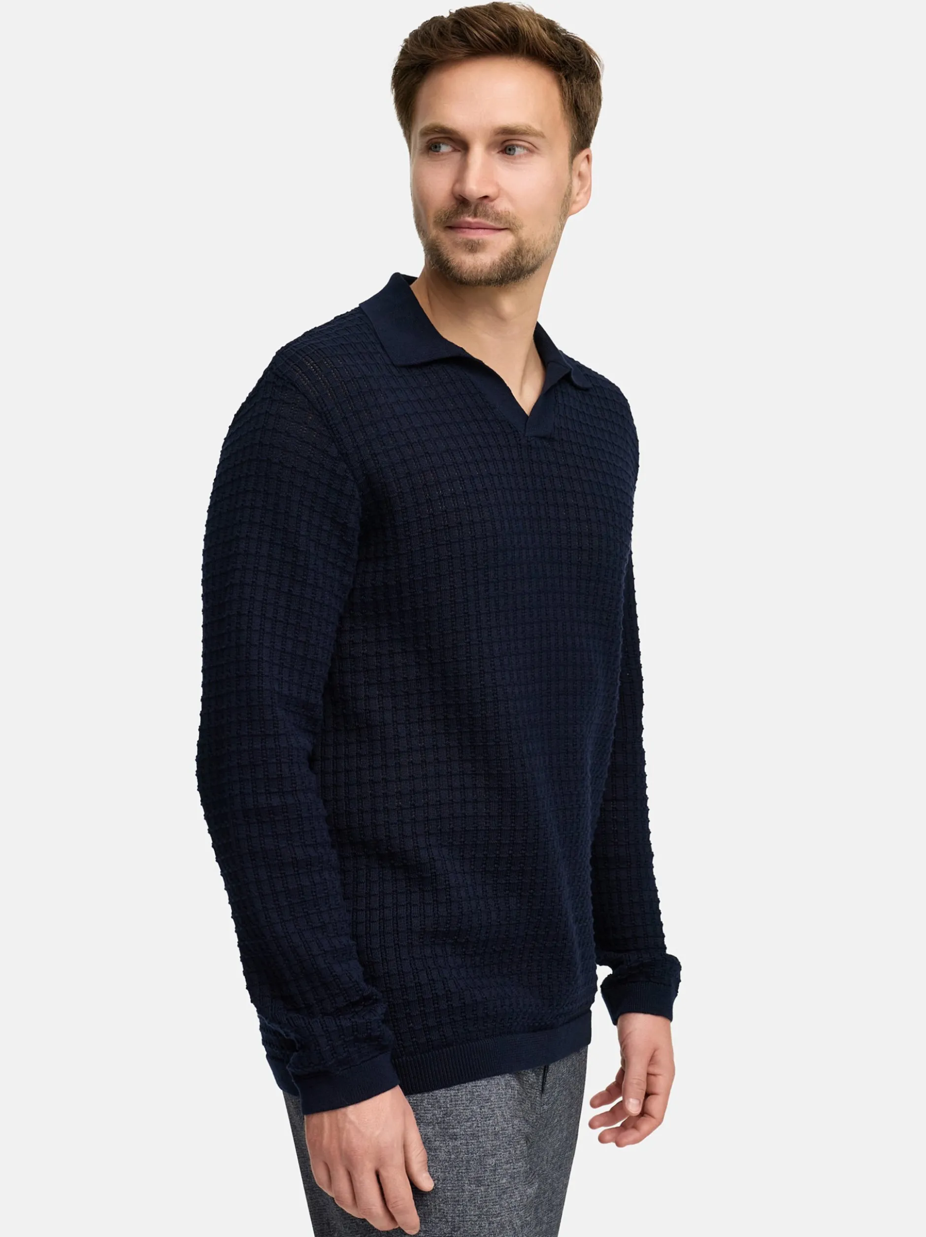 Jeff Herren Strickpullover - JFLane polo knit in blau