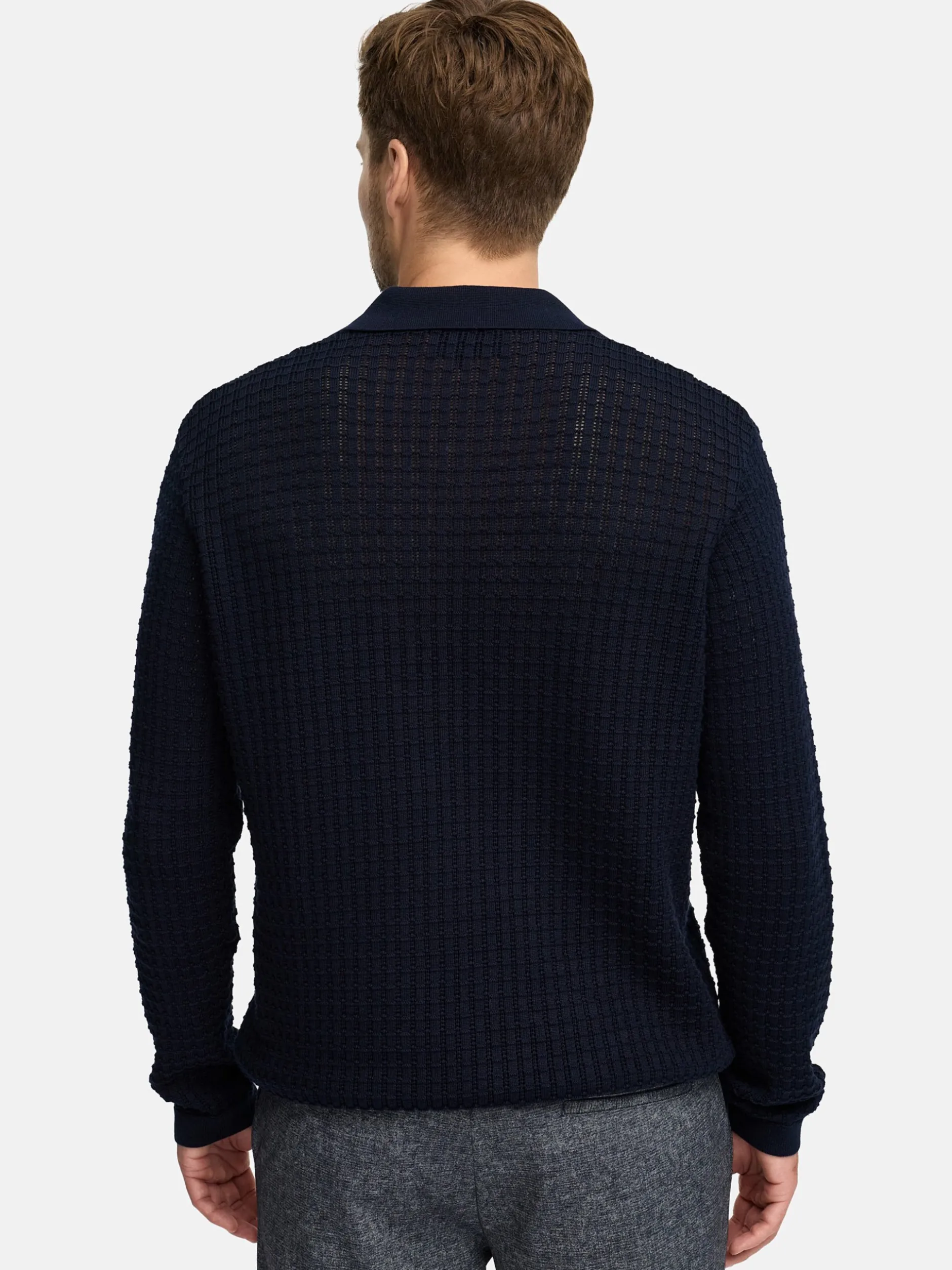 Jeff Herren Strickpullover - JFLane polo knit in blau