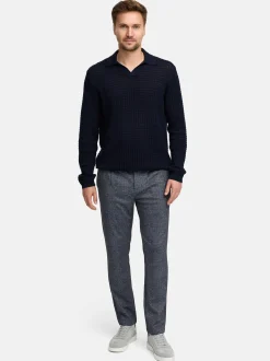 Jeff Herren Strickpullover - JFLane polo knit in blau