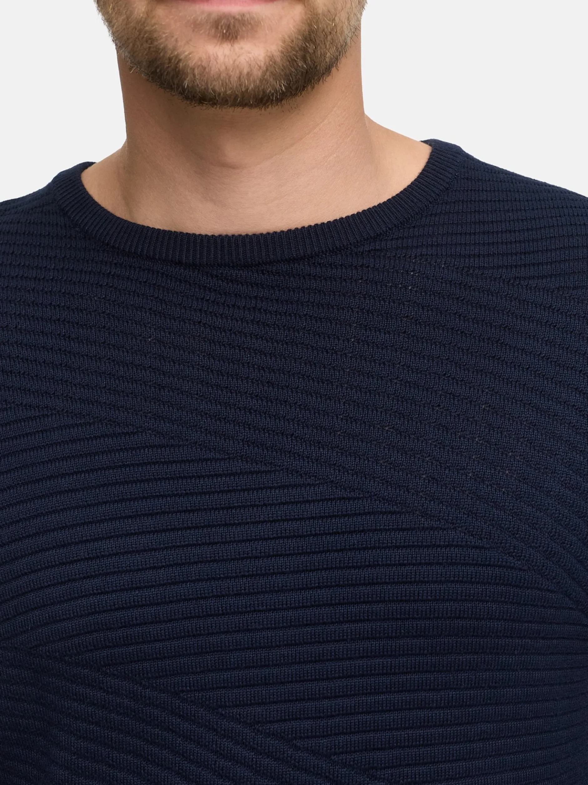 Jeff Herren Strickpullover - JFAbram crew neck in blau
