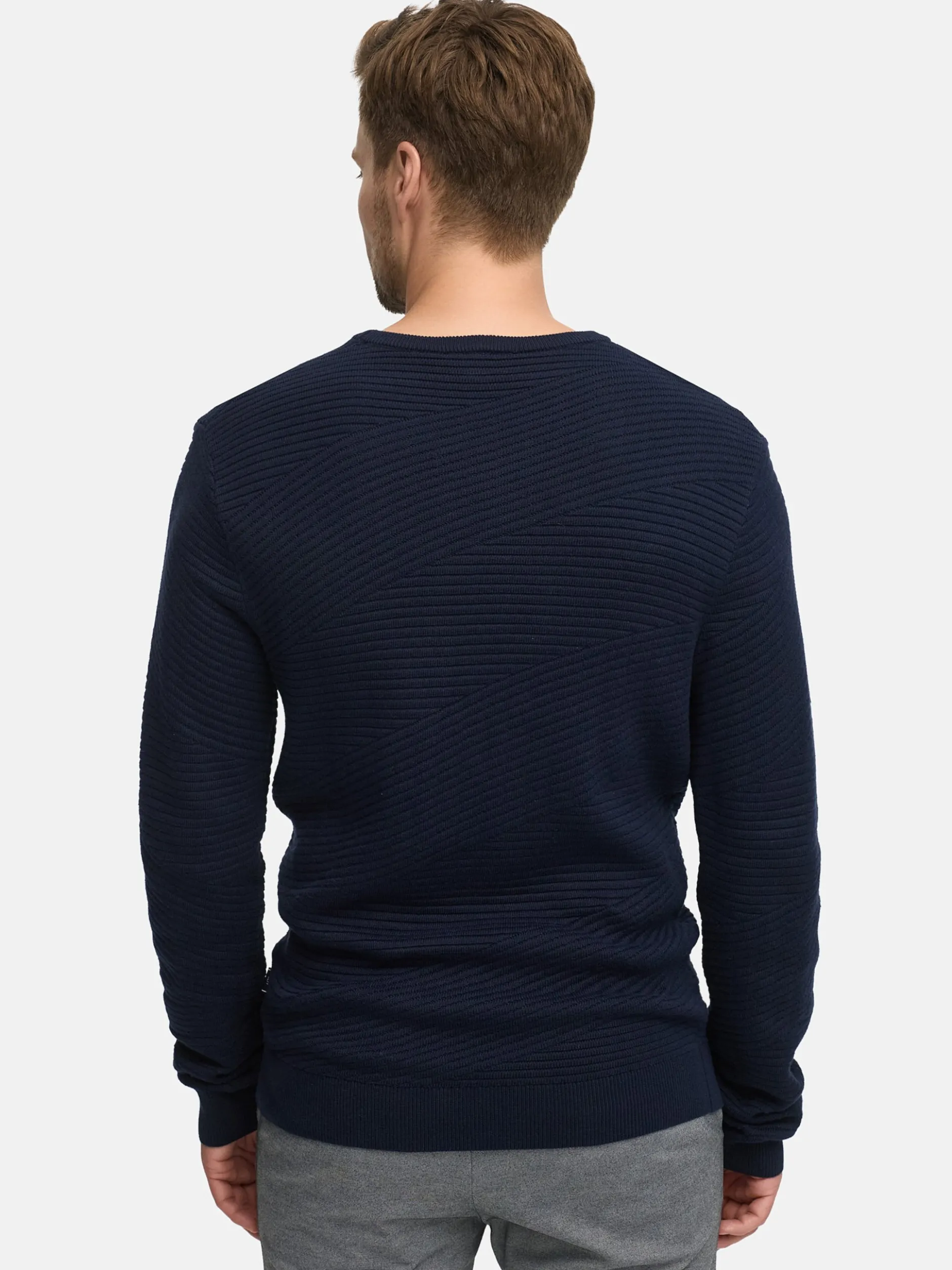 Jeff Herren Strickpullover - JFAbram crew neck in blau