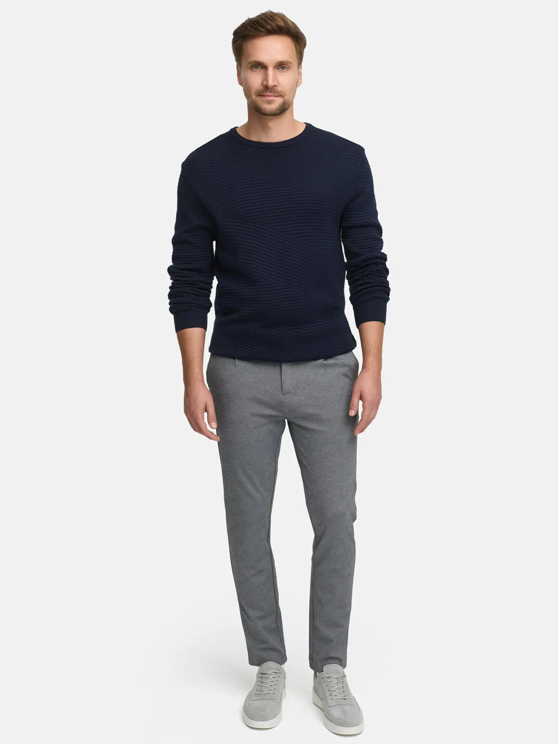 Jeff Herren Strickpullover - JFAbram crew neck in blau