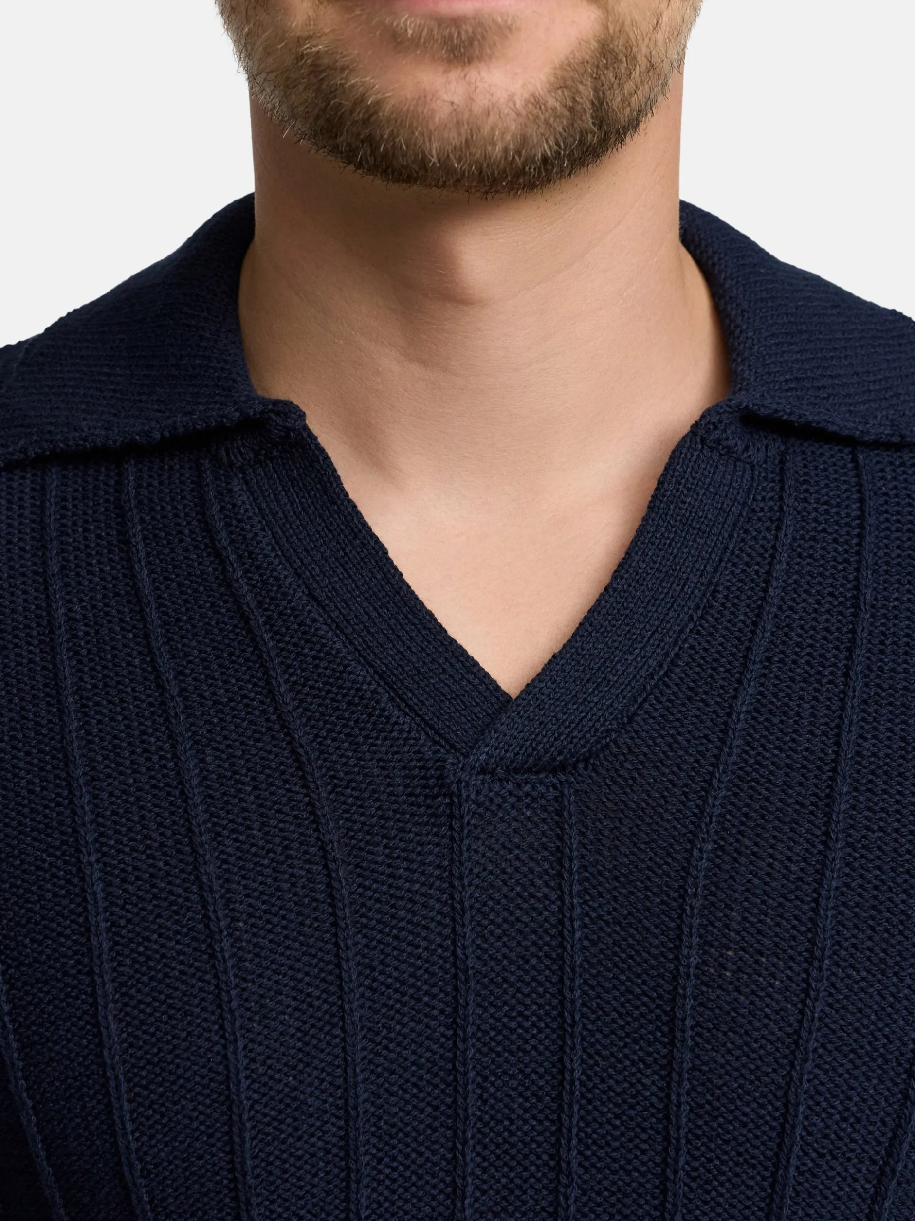 Jeff Herren Strickpullover - JFTruman polo knit in blau