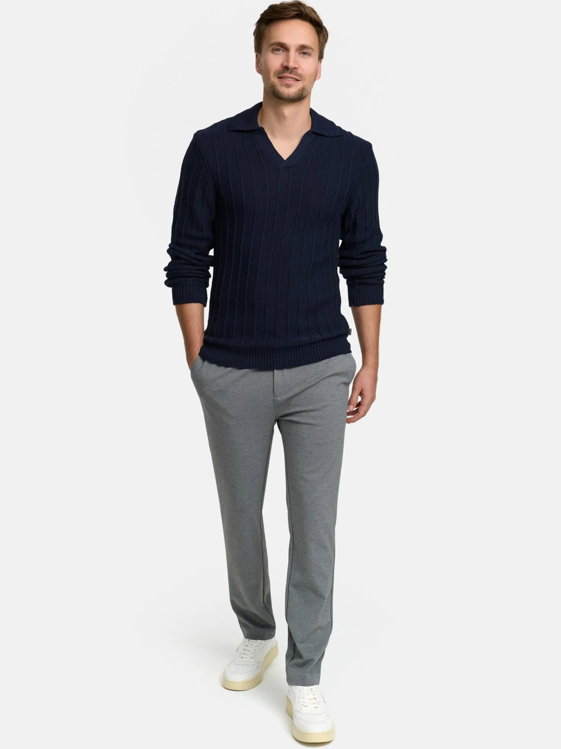 Jeff Herren Strickpullover - JFTruman polo knit in blau