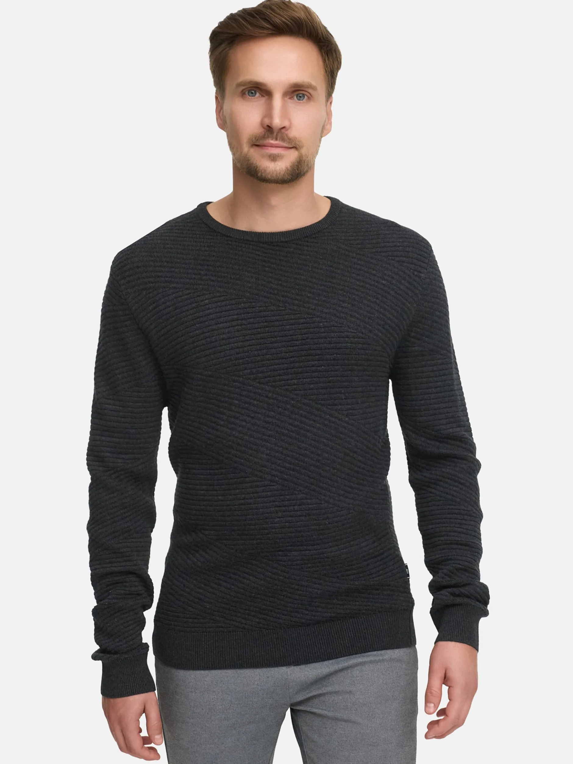 Jeff Herren Strickpullover - JFAbram crew neck in anthrazit