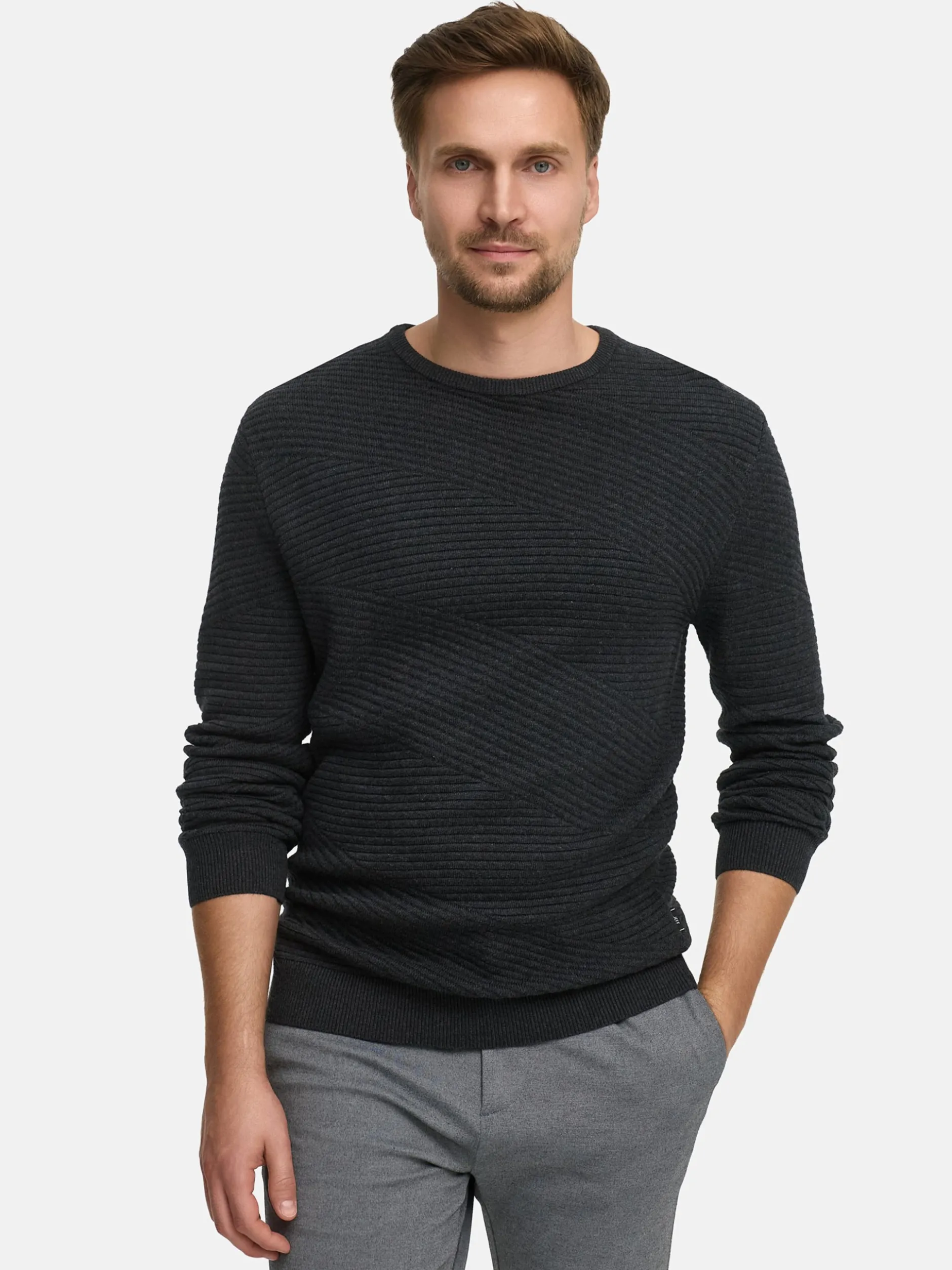 Jeff Herren Strickpullover - JFAbram crew neck in anthrazit