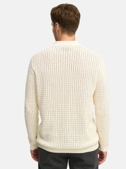 Jeff Herren Strickpullover - JFLane polo knit in vanille beige