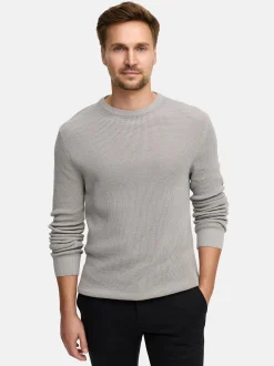Jeff Herren Strickpullover - JFTristan Crew Neck Knit in hellgrau