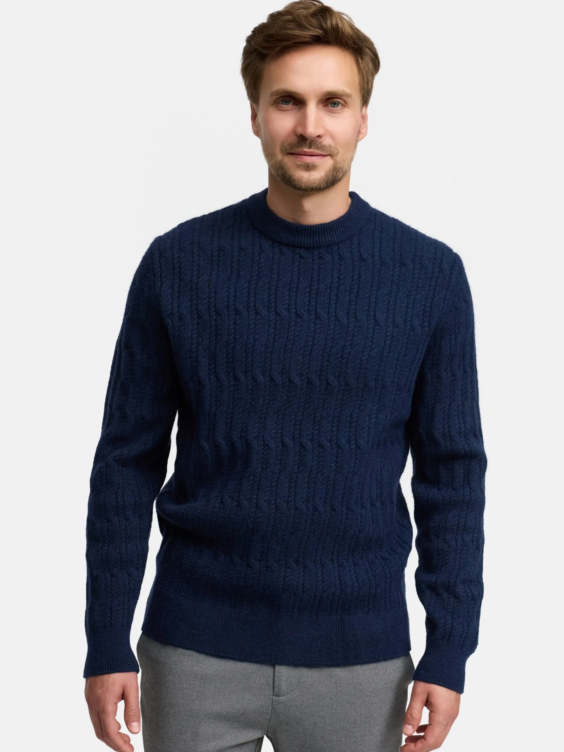 Jeff Herren Strickpullover - JFMicah crew neck in blau