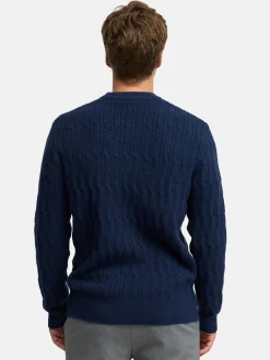 Jeff Herren Strickpullover - JFMicah crew neck in blau