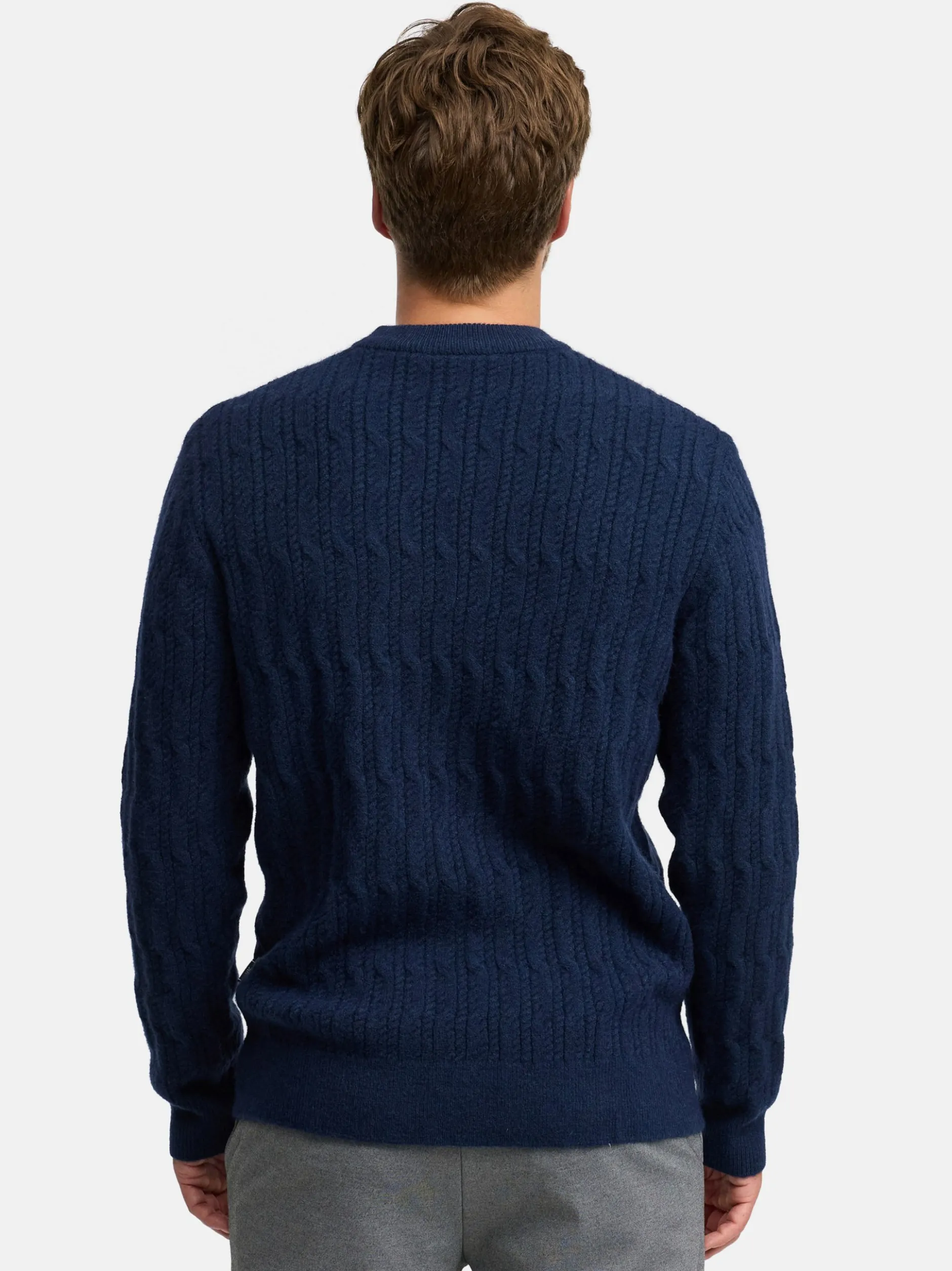 Jeff Herren Strickpullover - JFMicah crew neck in blau